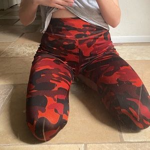 Red and Black Camouflage Leggings